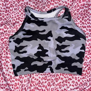 Amazon Black and Gray Camo Sports Bra